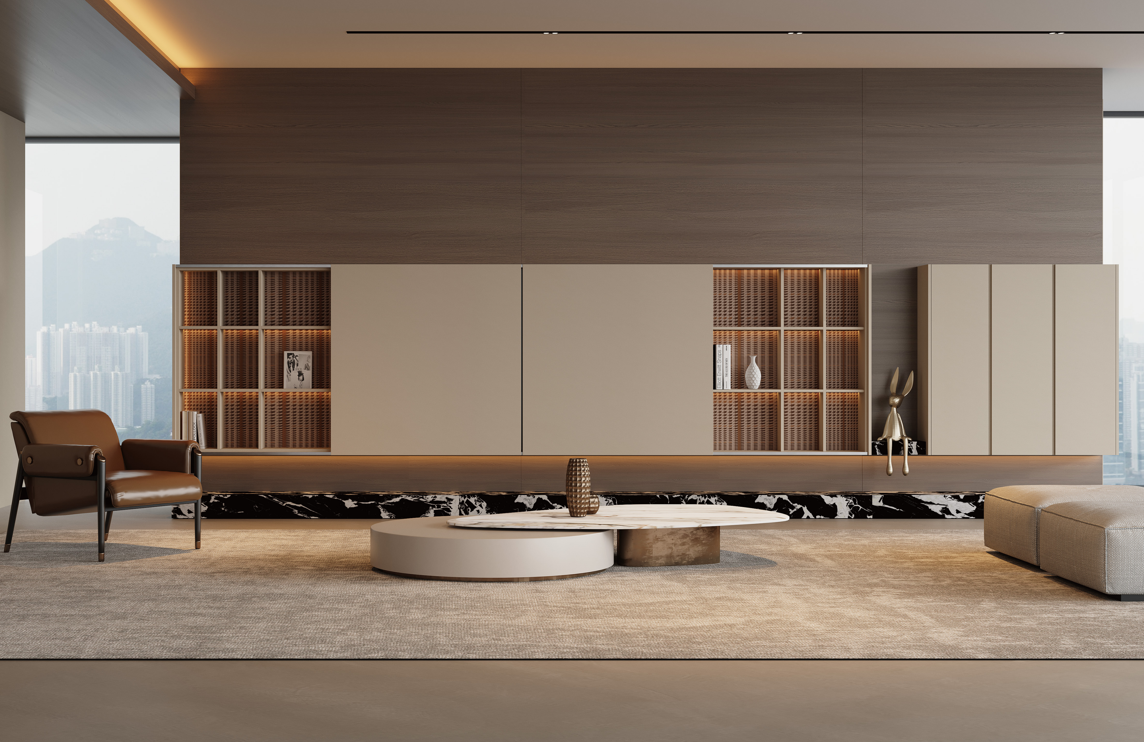 Contemporary living room storage